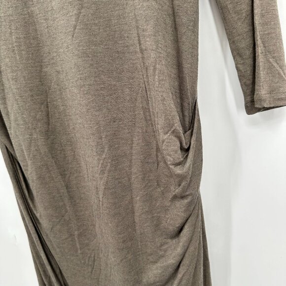 AllSaints Dress 8 Wool Blend Green Khaki Wrap Ruched Drape Minimal Capsule - Picture 4 of 9